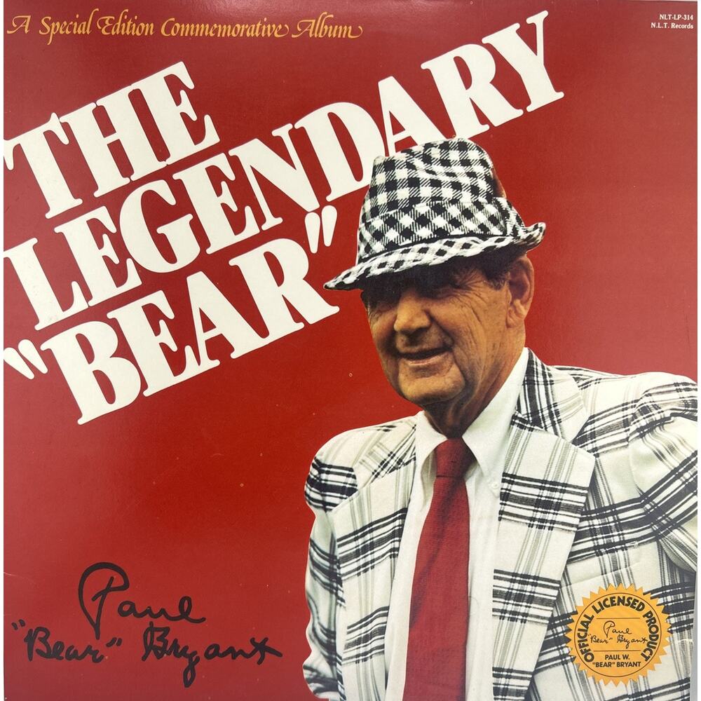 The Legendary Paul “Bear” Bryant Alabama Crimson Tide Vinyl Record 1981